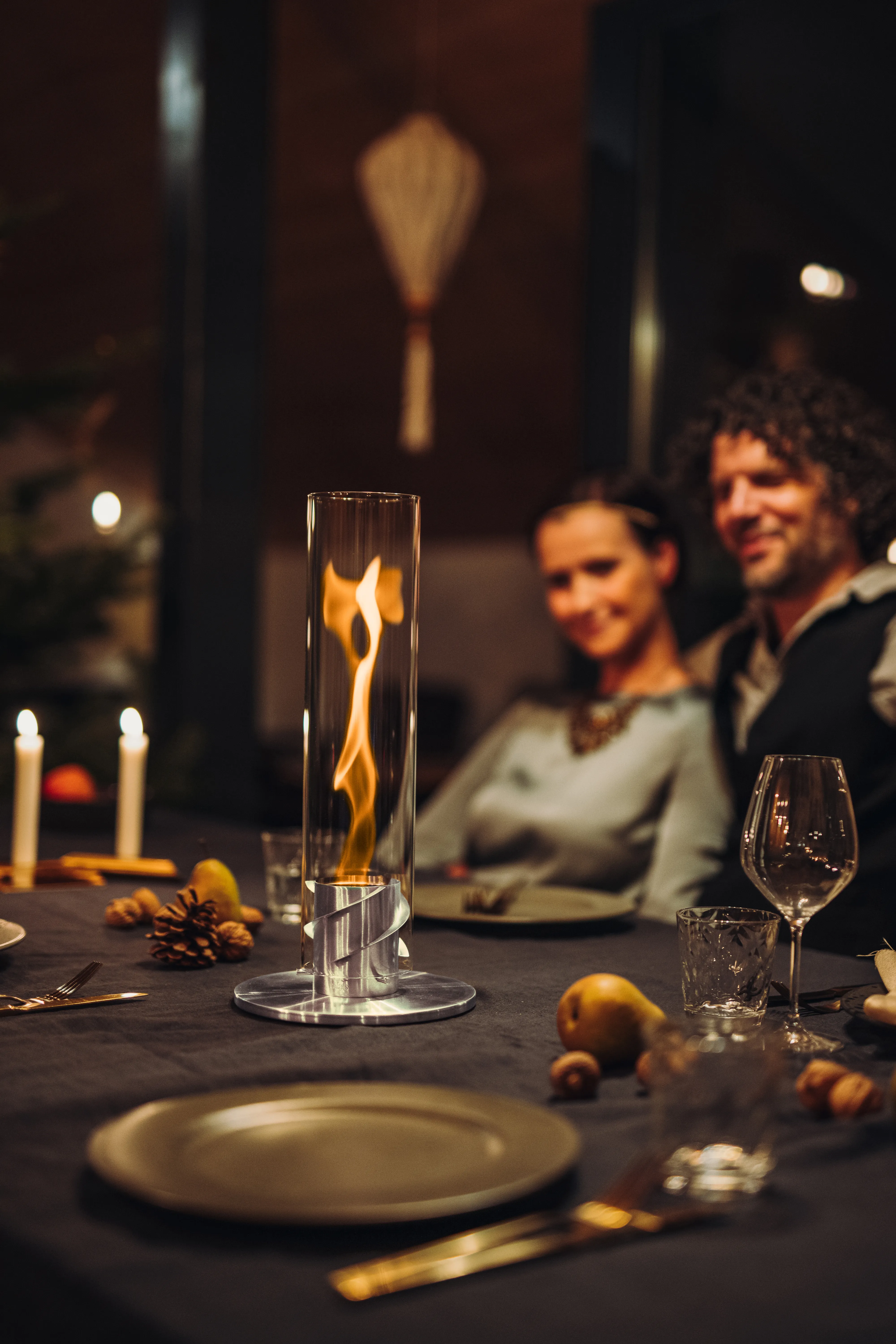 SPIN 90 Tischfeuer silber