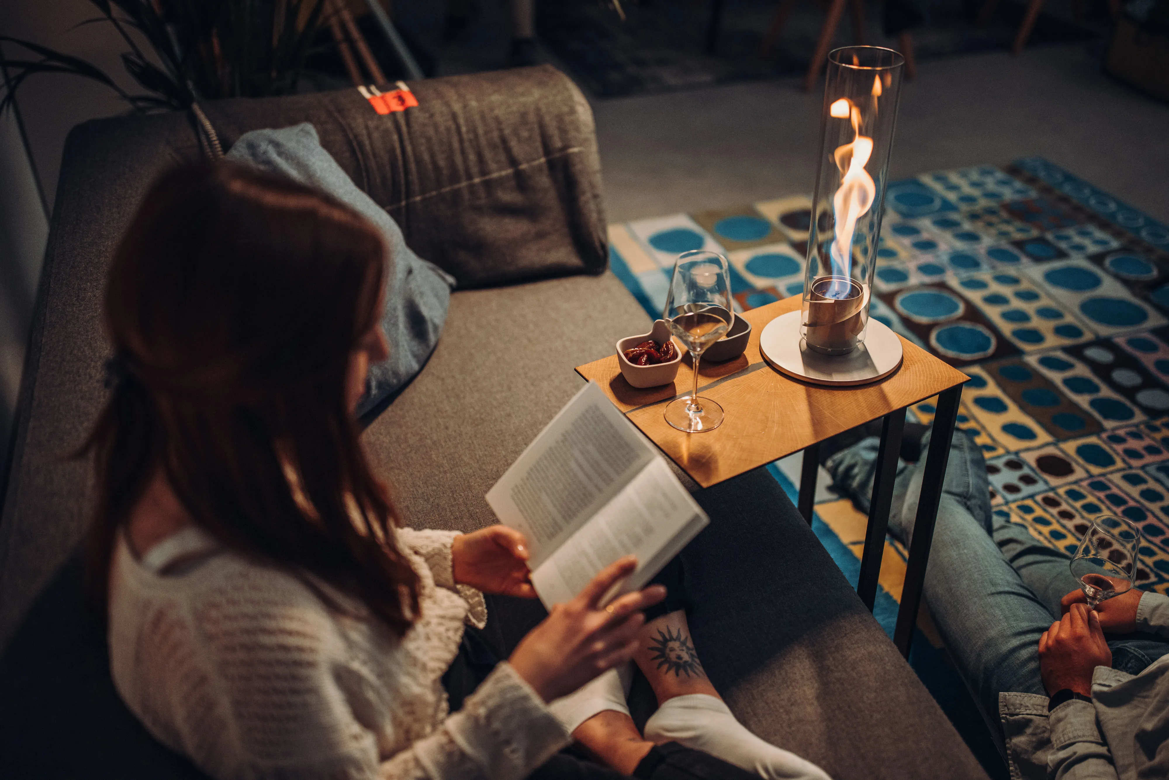 SPIN 90 Tischfeuer grau