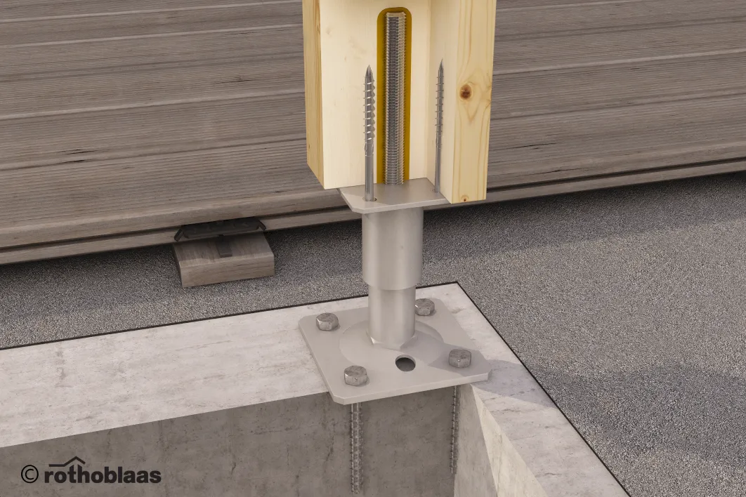 Pfostentr&auml;ger h&ouml;henverstellbar mit Dorn