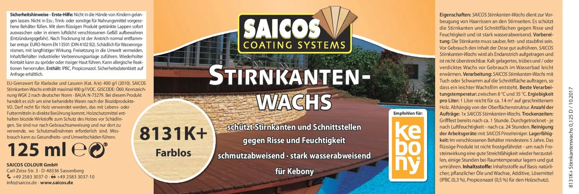 Saicos Stirnkantenwachs Character Kebony